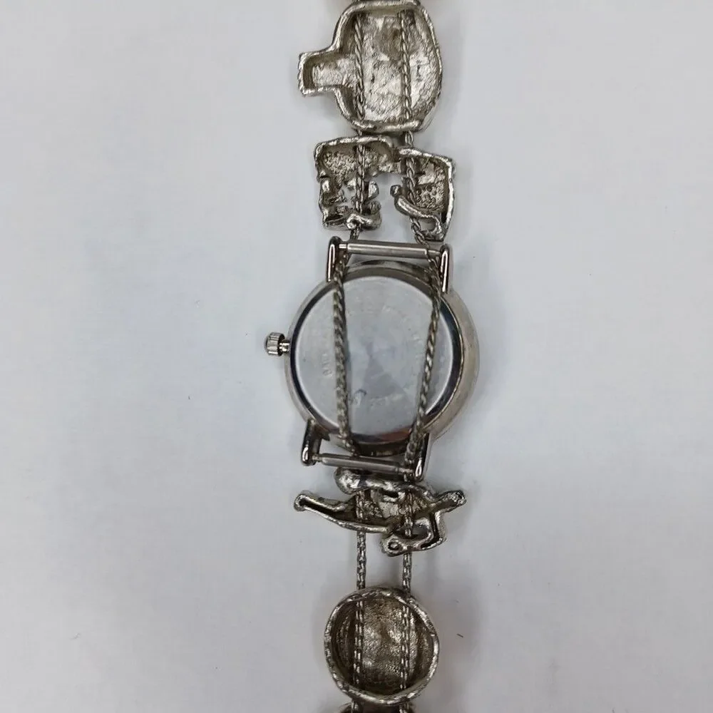 Slide Time Basketball Watch Women Charm Bracelet Mother of Pearl 7 1/4